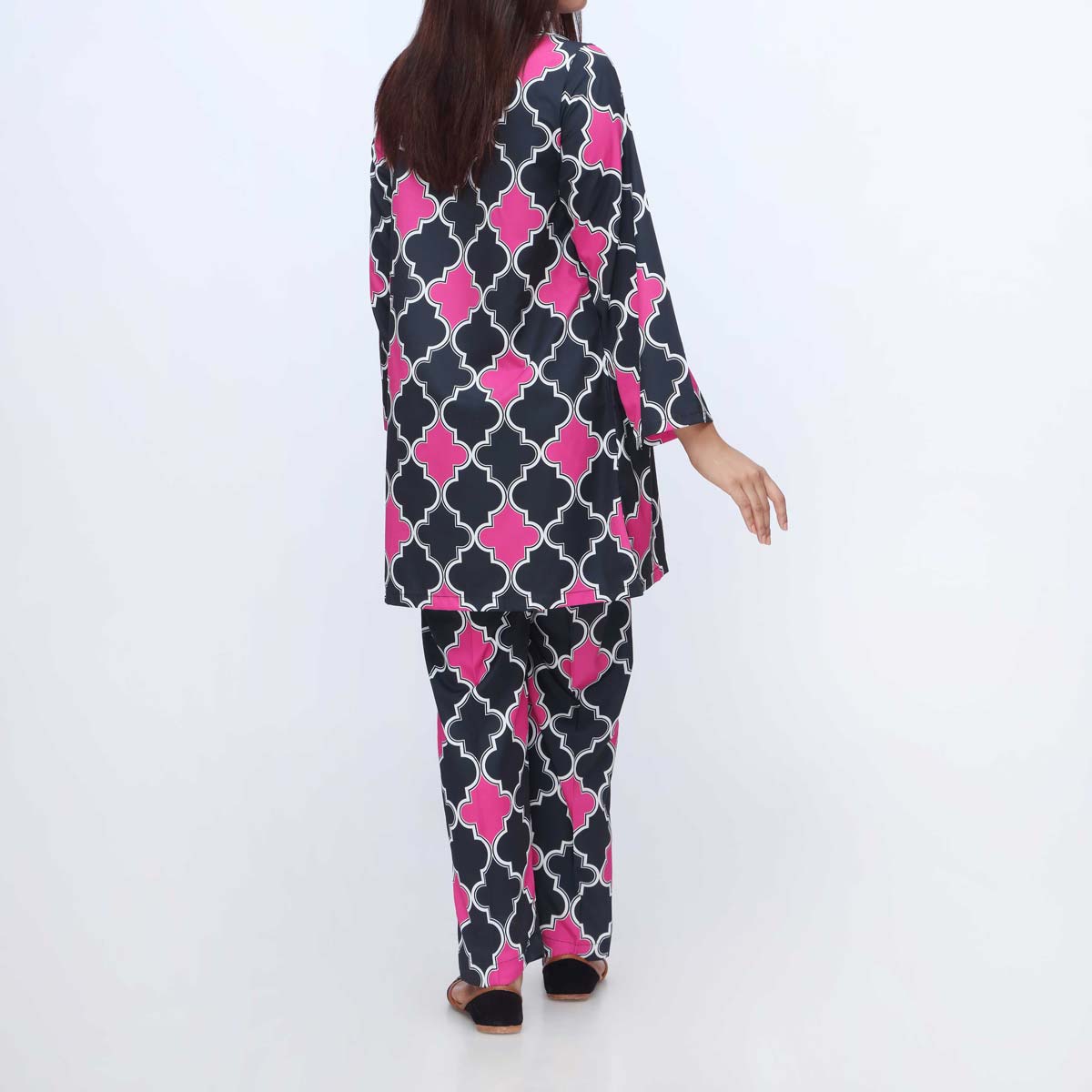 2PC-Printed Grip Silk Shirt & Trouser PW3090