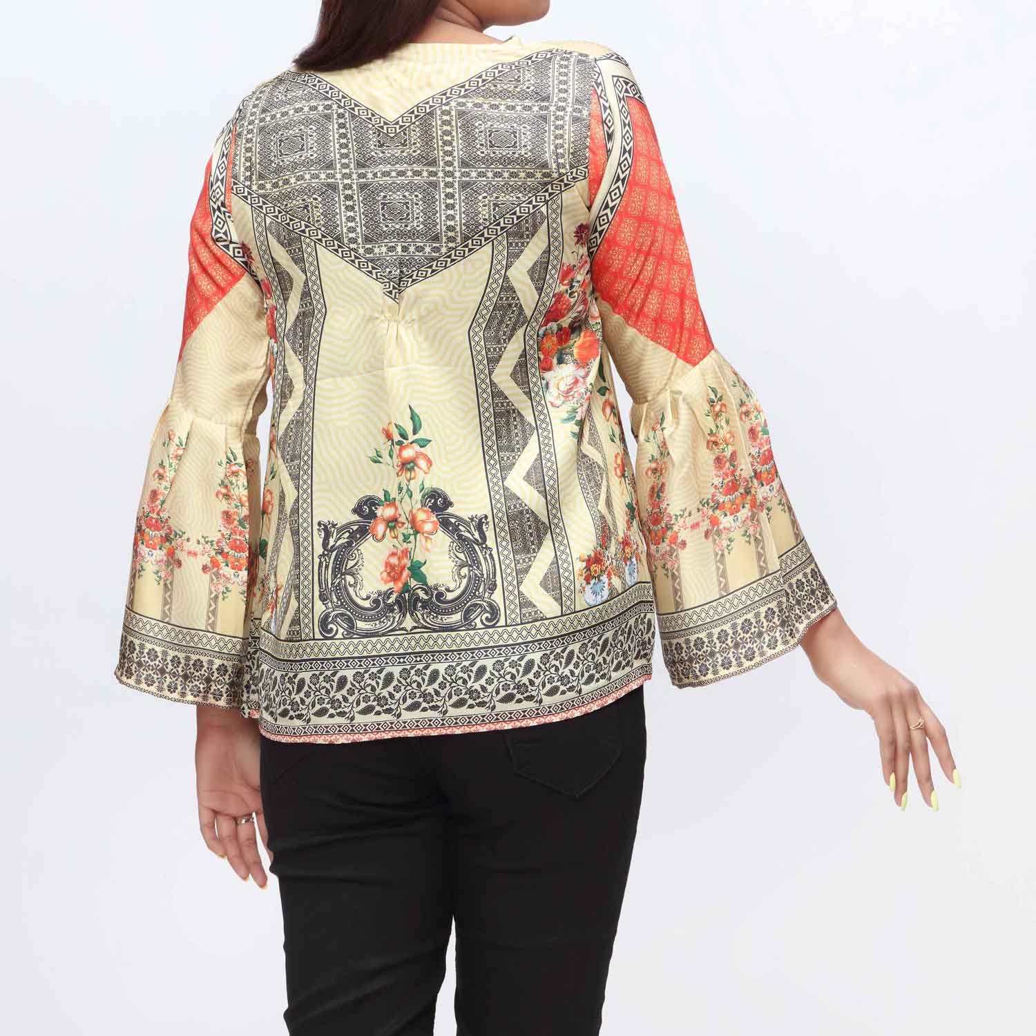 1PC- Digital Printed Shamoz Silk Top PW9011